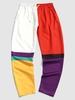 Pantalon Décontracté Jointif en Blocs de Couleurs M Rouge