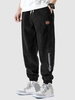 Pantalon Décontracté Lettre Brodée en Velours Côtelé Xl Noir
