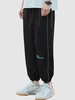 Pantalon Décontracté Lettre Rayé Contrasté Xs Noir