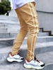 Pantalon Décontracté Lumineux en Couleur Unie à Rayure Latérale L Café lumière