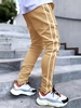 Pantalon Décontracté Lumineux en Couleur Unie à Rayure Latérale M Café lumière