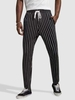 Pantalon Décontracté Motif Rayé à Cordon Xl Noir