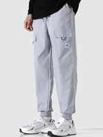 Pantalon Décontracté Technique Lettre avec Poches 3xl Nuage gris
