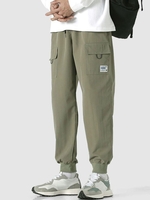 Pantalon Décontracté Technique Lettre avec Poches Xl Vert armée