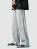Pantalon Décontracté Texturé en Couleur Unie M Gris