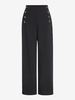 Pantalon Décoré de Bouton Coupe Haute à Jambe Large M Noir