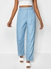 Pantalon Découpé en Tissu Rayé M Bleu