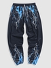 Pantalon de Jogger à Imprimé Éclair avec Cordon de Serrage L Noir