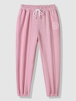 Pantalon de Jogger à Imprimé Visage Amusant S Rose
