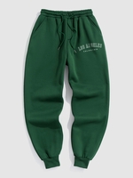 Pantalon de Jogger Graphique LOS ANGELES CALIFORNIA Thermique à Doublure en Laine L Vert profond