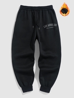 Pantalon de Jogger Graphique LOS ANGELES CALIFORNIA Thermique à Doublure en Laine M Noir