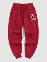Pantalon de Jogging à Doublure en Laine Thermique à Cordon Motif d