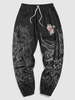 Pantalon de Jogging à Imprimé Fleur 4xl Noir