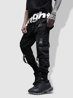 Pantalon de Jogging à Imprimé Lettre à Bretelle Bouclée Xs Noir
