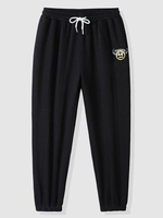 Pantalon de Jogging à Imprimé Lettre Graphique et Visage Pour Femme M Noir