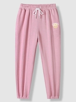 Pantalon de Jogging à Imprimé Lettre Graphique et Visage Pour Femme M Rose