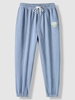 Pantalon de Jogging à Imprimé Lettre Graphique et Visage Pour Femme S Bleu ciel léger
