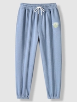 Pantalon de Jogging à Imprimé Lettre Graphique et Visage Pour Femme S Bleu ciel léger