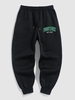 Pantalon de Jogging à Lettre BOSTON en Doublure Polaire S Noir