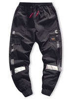 Pantalon de Jogging Applique Jointif avec Poche à Rabat Latérale L Noir