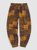Pantalon de Jogging Baggy avec Cordon de Serrage Style Bohémien M Café