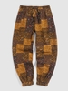 Pantalon de Jogging Baggy avec Cordon de Serrage Style Bohémien S Café