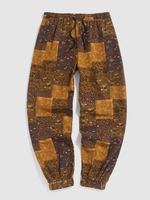 Pantalon de Jogging Baggy avec Cordon de Serrage Style Bohémien S Café