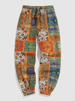 Pantalon de Jogging Baggy avec Cordon de Serrage Style Bohémien Streetwear Xl Orange