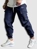 Pantalon de Jogging Cargo à Cordon M Bleu profond