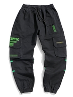 Pantalon de Jogging Cargo à Imprimé Lettre à Cordon Xs Noir