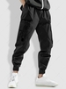 Pantalon de Jogging Cargo Boucle et Crochet en Couleur Unie avec Poche M Noir