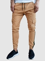 Pantalon de Jogging Cargo Contrasté à Côté L Café