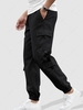 Pantalon de Jogging Cargo Couleur Unie avec Lettre Streetwear L Noir
