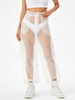 Pantalon de Jogging Cargo Transparent avec Poches en Organza L Blanc