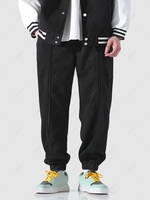 Pantalon de Jogging en Couleur Jointive à Cordon avec Poche Xl Noir