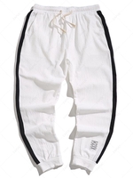 Pantalon de Jogging en Couleur Jointive à Taille Elastique S Blanc