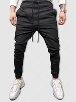Pantalon de Jogging en Couleur Unie Embelli de Bouton et de Zip Xxl Noir