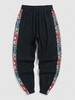 Pantalon de Jogging Géométrique à Imprimé Aztèque Ethnique avec Poche Latérale L Nuit