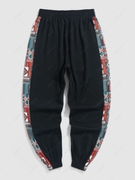 Pantalon de Jogging Géométrique à Imprimé Aztèque Ethnique avec Poche Latérale L Nuit