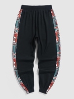 Pantalon de Jogging Géométrique à Imprimé Aztèque Ethnique avec Poche Latérale Xxl Nuit