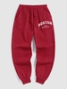 Pantalon de Jogging Lettre BOSTON Doublure Thermique L Rouge