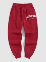 Pantalon de Jogging Lettre BOSTON Doublure Thermique L Rouge