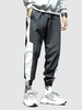 Pantalon de Jogging Lettre en Blocs de Couleurs à Cordon L Noir