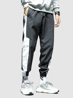 Pantalon de Jogging Lettre en Blocs de Couleurs à Cordon M Noir