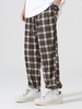 Pantalon de Jogging Motif à Carreaux à Cordon Streetwear L Blanc