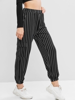 Pantalon de Jogging Rayé à Taille Haute L Multi a