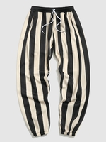 Pantalon de Jogging Rayé Contrasté Imprimé 4xl Jaune clair