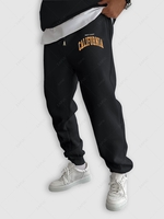 Pantalon de Jogging Sportif à Lettre CALIFORNIA Doublure Polaire M Noir