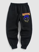 Pantalon de Jogging Thermique Lettre Graphique à Doublure en Laine Xxl Noir