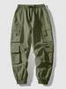 Pantalon de Jongging Cargo Techwear avec Multi-Poches à Rabat à Cordon 2xl Vert profond